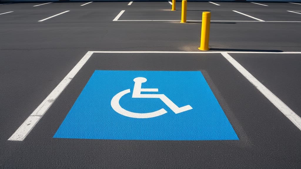 Accessible parking space with fresh markings