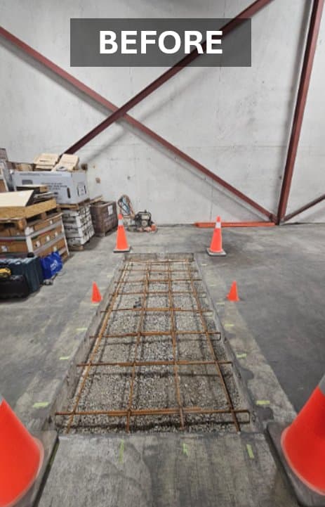 Damaged industrial concrete floor