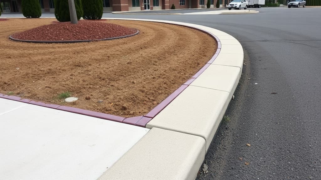 New concrete curb and gutter at commercial property