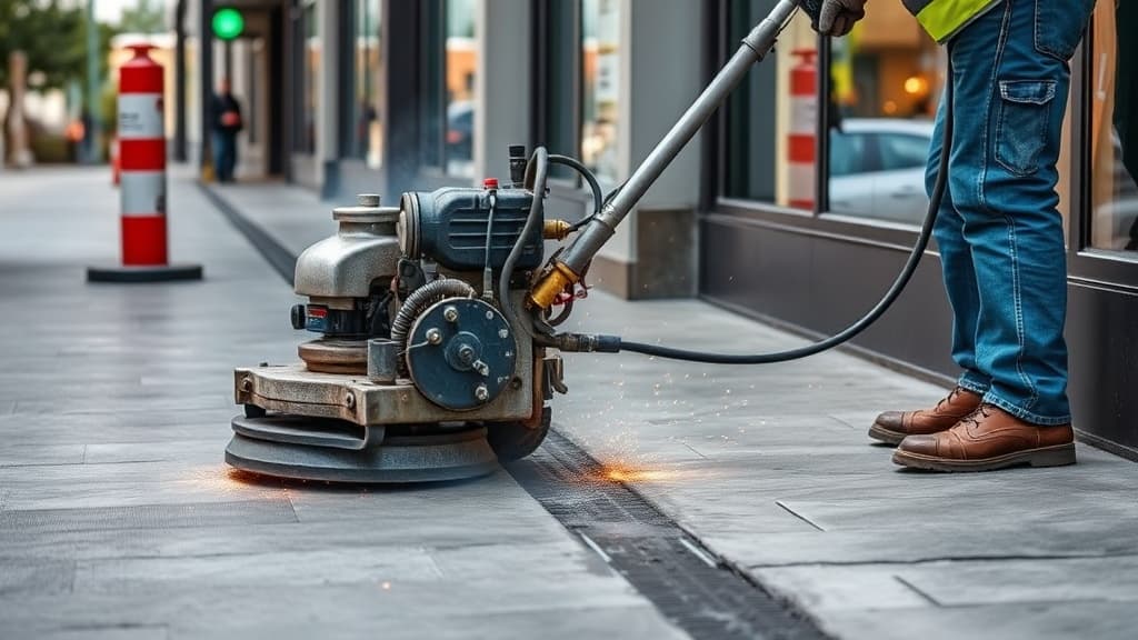 Concrete grinding to remove trip hazards
