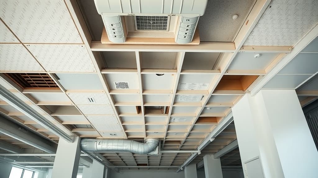 Suspended ceiling being removed