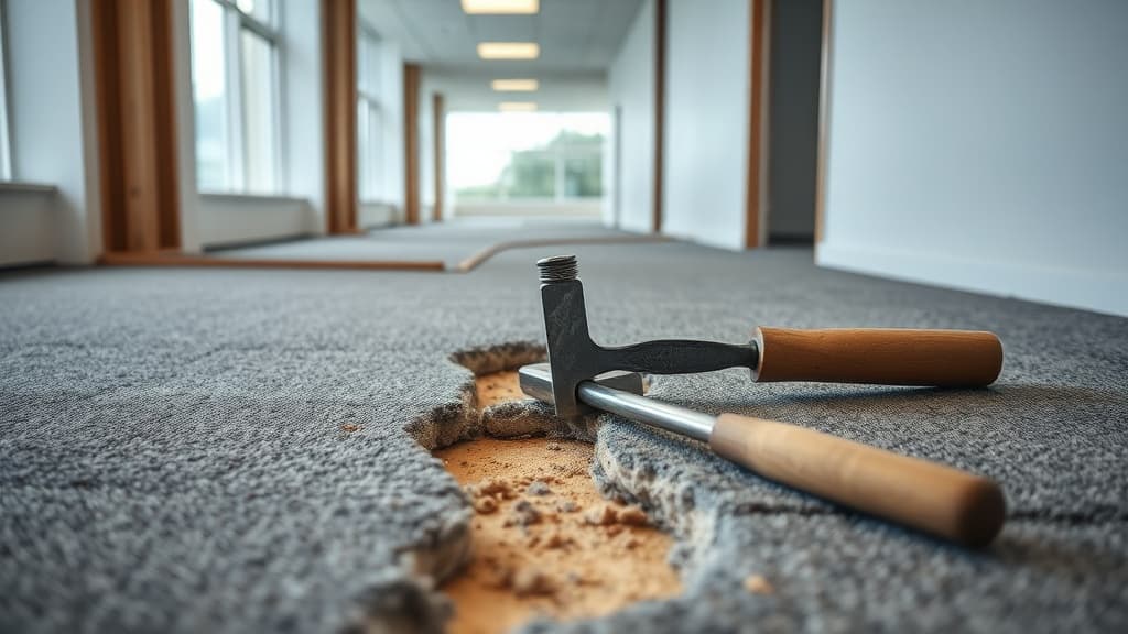Old flooring being removed in renovation