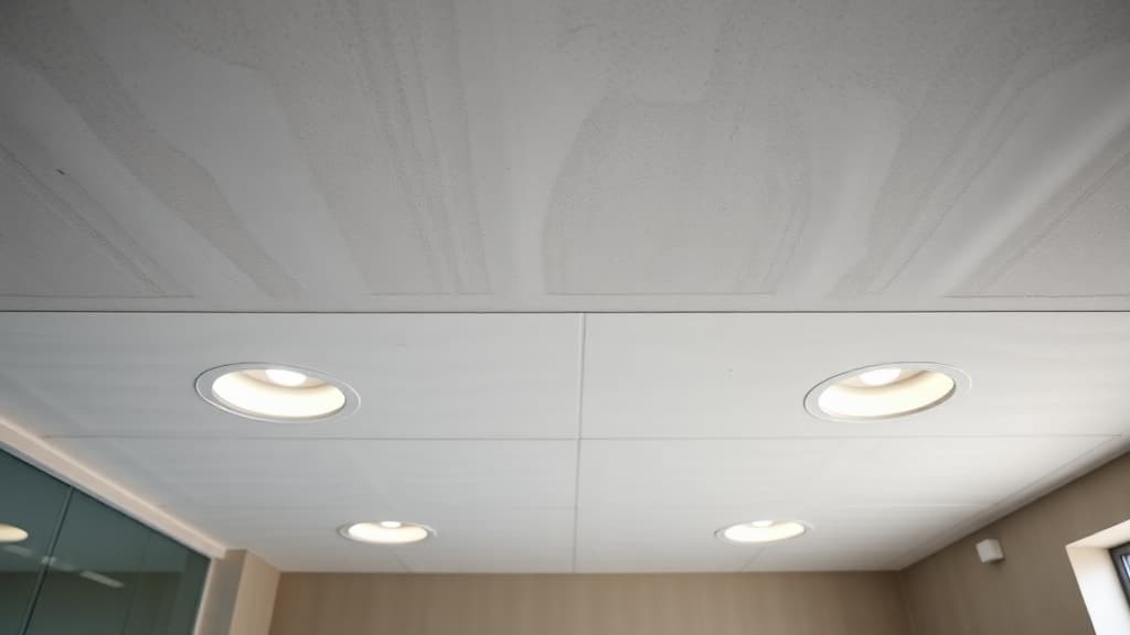 Finished drywall bulkhead with lighting cutouts