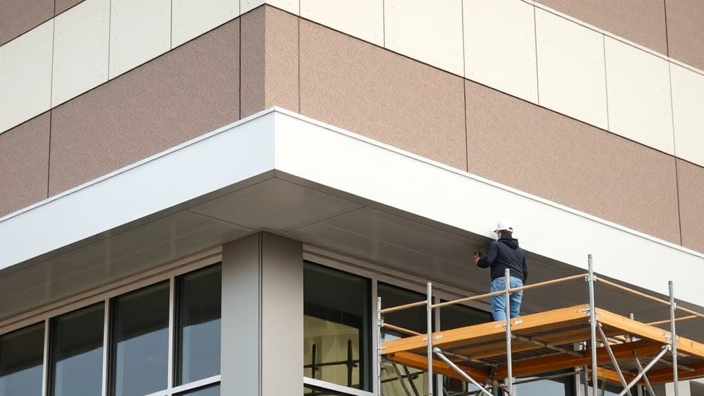 Soffit and fascia repair on commercial building