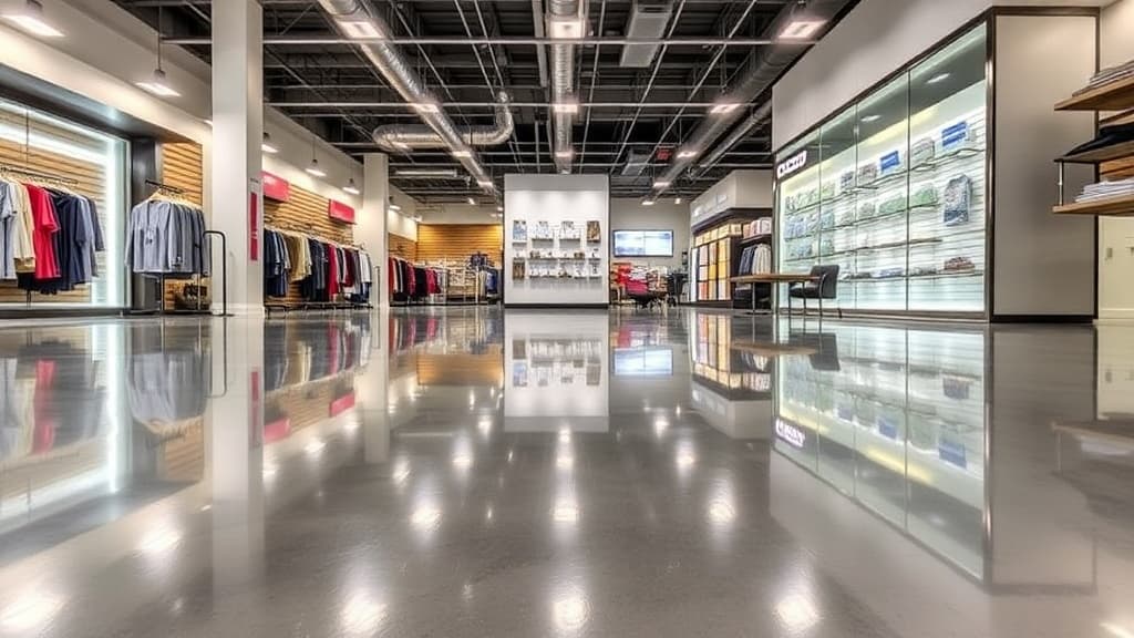 Polished concrete flooring in commercial space