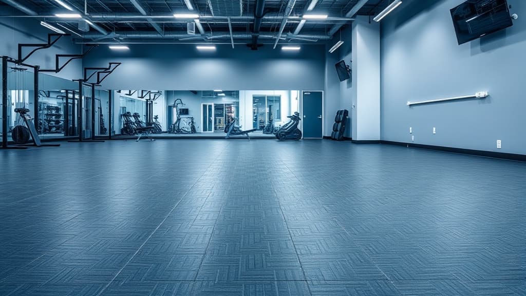 Commercial rubber flooring in fitness area