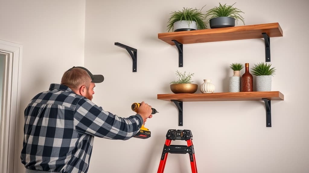 Installing shelves in commercial break room