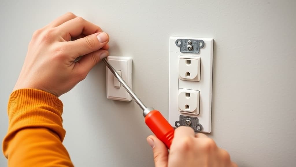 Handyman replacing light switch cover plate