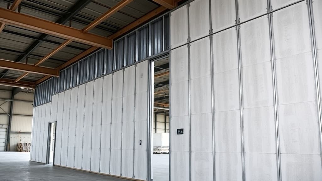 Fire-rated partition wall in industrial building