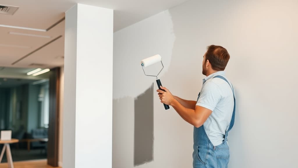 Paint touch-up on commercial office wall