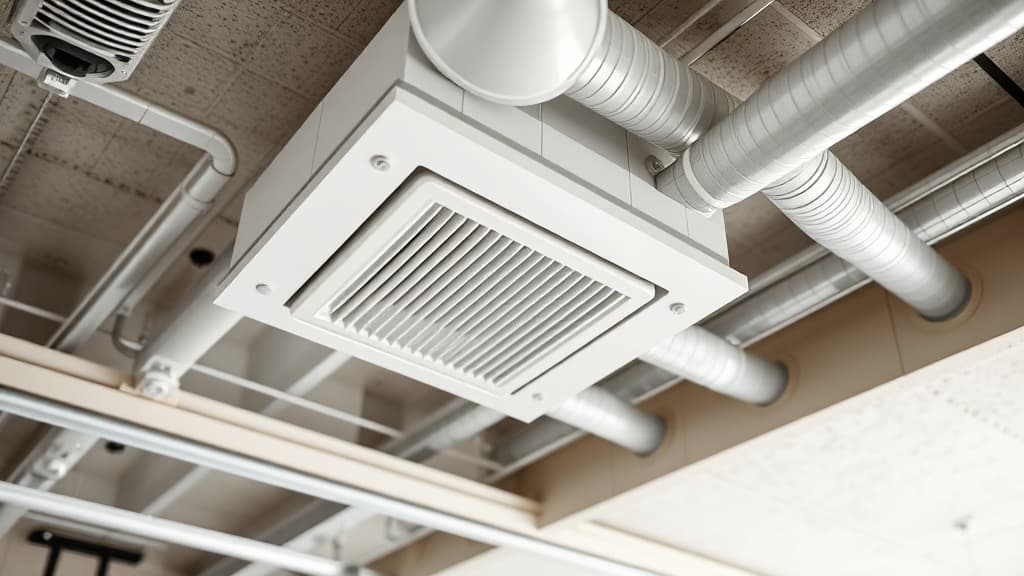 VAV box and flex duct above ceiling