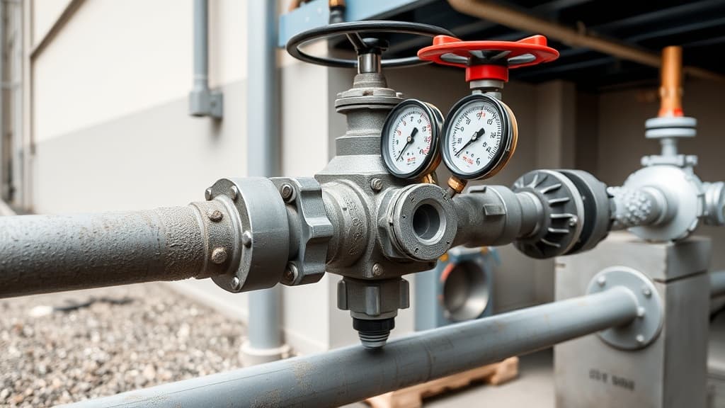 Backflow preventer valve on commercial water main