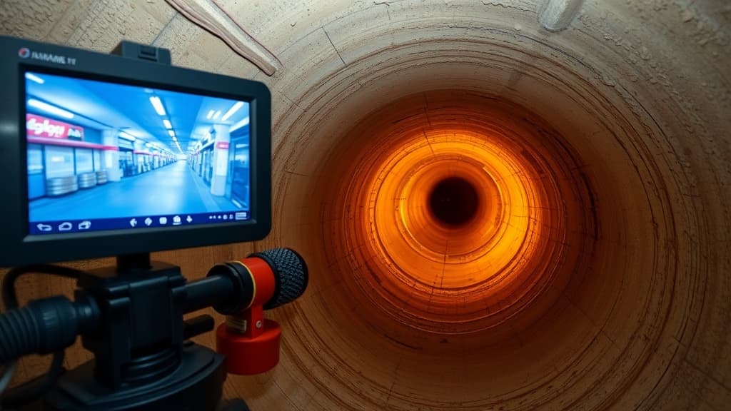 Drain camera inspection of commercial sewer line