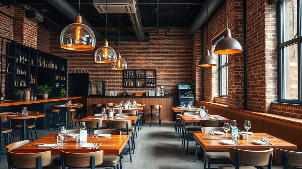 Finished modern restaurant interior