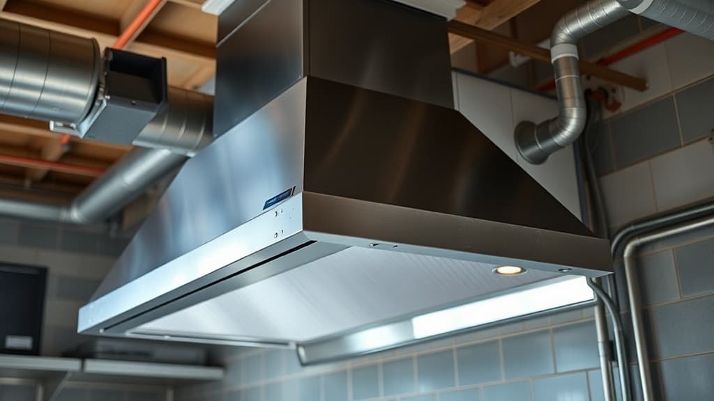 Commercial kitchen hood ventilation installation