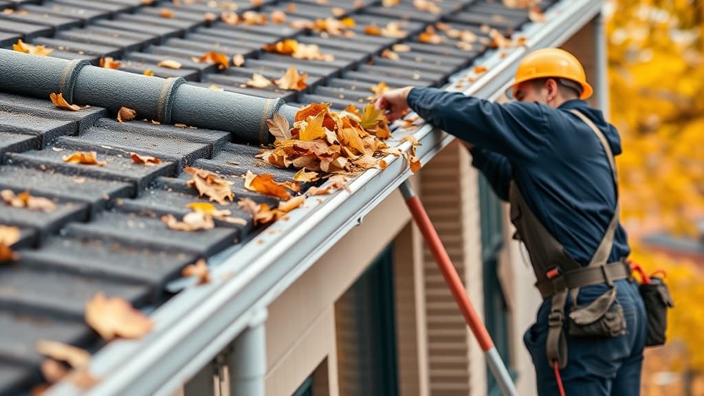 Gutter cleaning on commercial building