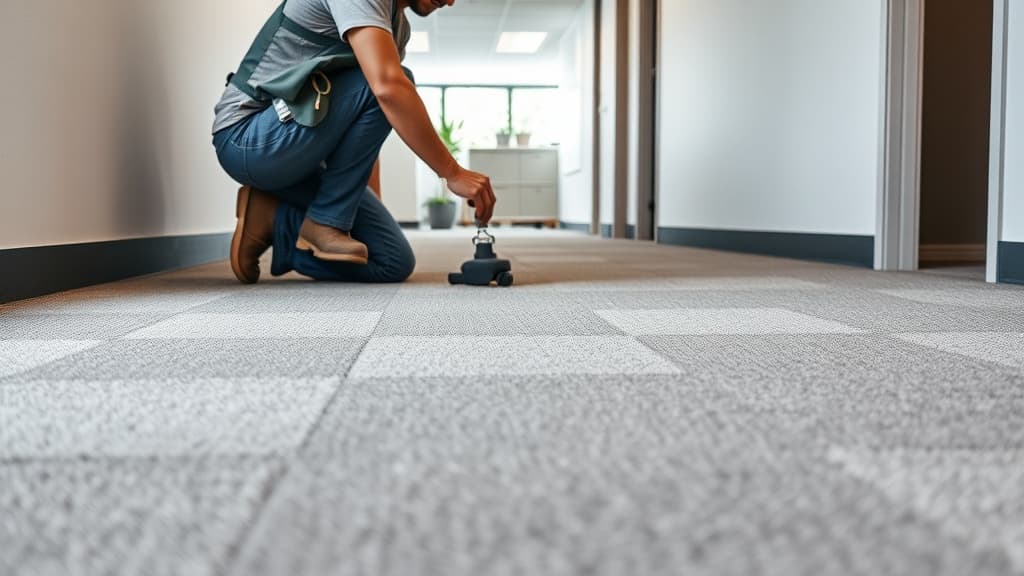 New carpet tile installation in tenant suite