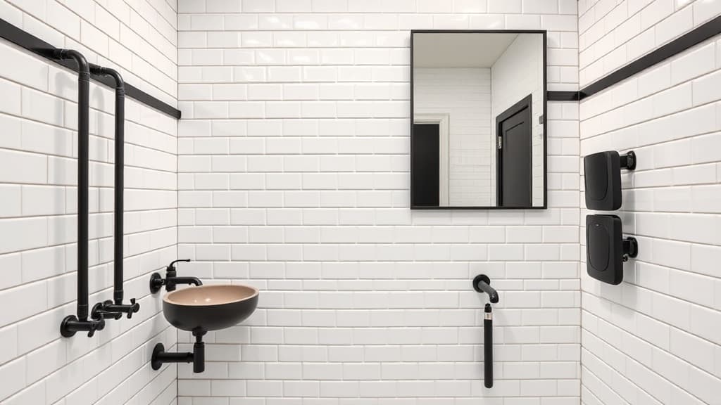 Finished modern commercial washroom